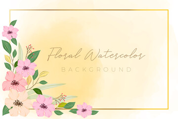 Floral background with watercolor style in the gold concept