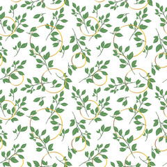 Seamless pattern with leaves concept in the white backdrop