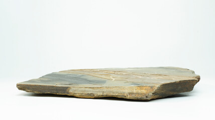 Stone podium on white background, for product display, Blank for mockup design.