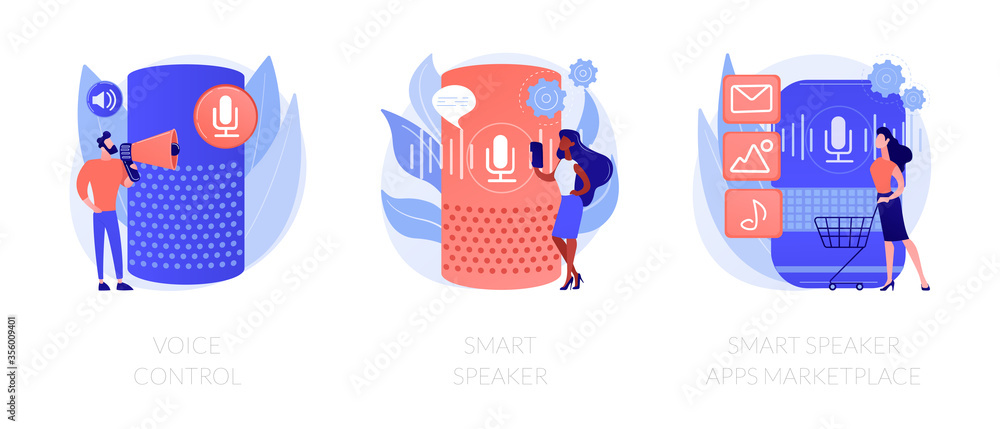 Poster voice command device application, virtual assistant technology. voice control, smart speaker, smart 