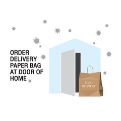 Order Delivery Paper Bag At Door Of Home