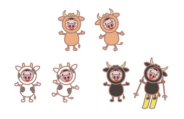 牛の着ぐるみキャラクターイラスト