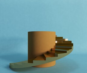 golden spiral staircase surrounds success.3d rendering ,illustration