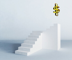 Step ladder showing profit progress.3d rendering, illustration
