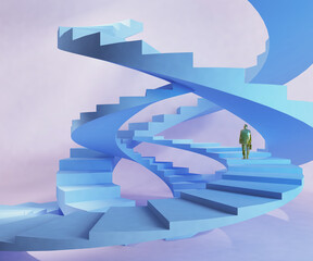 Many spiral staircases go up alternately as an alternative.3d rendering, illustration