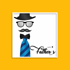 Happy Father's Day greeting card of white 3d paper cut style.