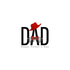 Happy Father’s Day greeting card on white background with Text-DAD.