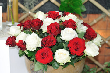A big bunch of Red and White Roses