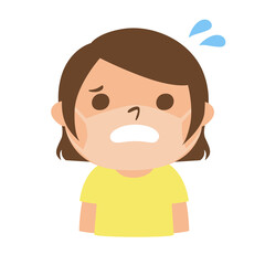 マスクの形で日焼けしてしまった若い女性のイラスト。