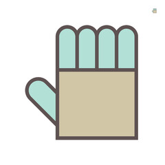 Heat resistant gloves vector icon design on white background.