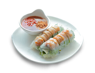 Vietnamese Meatball Wraps (Nam Neung) isolated on white background. With clipping path.