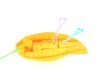 golden mango on white background