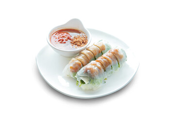 Vietnamese Meatball Wraps (Nam Neung) isolated on white background. With clipping path.