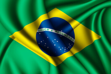 waving silk flag of Brazil