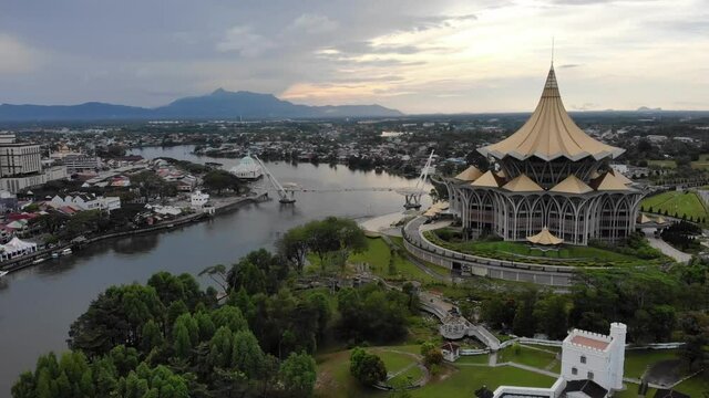 scenic aerial view of Dewan Undangan Negeri Sarawak