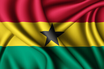 waving silk flag of Ghana