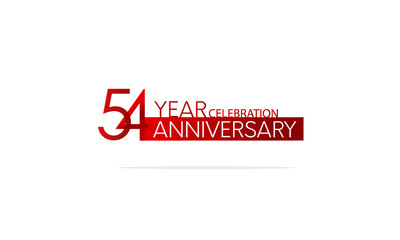 54 year anniversary, minimalist logo. jubilee, greeting card. Birthday invitation. year sign. Red space vector illustration on white background - Vector
