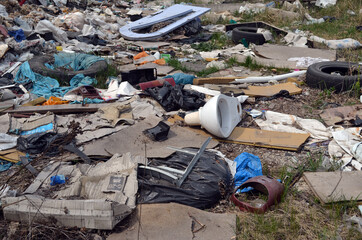 Spring landscape.Ecology of Ukraine. Nature near Ukrainian capital. Environmental contamination....