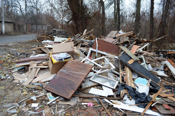 Spring landscape.Ecology of Ukraine. Nature near Ukrainian capital. Environmental contamination....