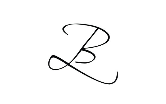 bz or zb Cursive Letter Initial Logo Design, Vector Template