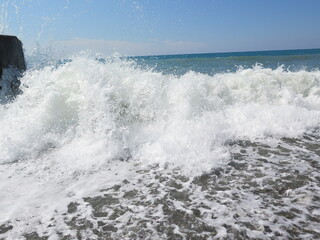 wave breaking on the beach
