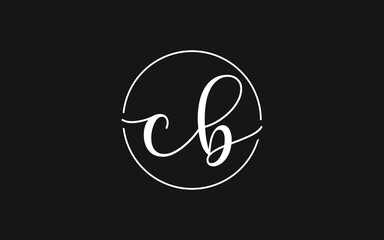 cb or bc Cursive Letter Initial Logo Design, Vector Template
