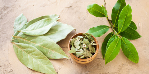 bay leaf on a table, selective focus