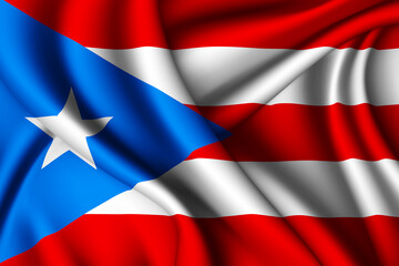 Fototapeta na wymiar waving silk flag of Puerto Rico
