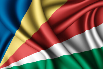 Obraz premium waving silk flag of Seychelles