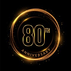 80 Years gold with glowing circle anniversary logo themes