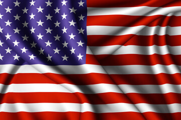 Fototapeta premium waving silk flag of United States