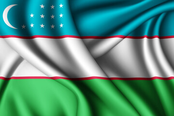 waving silk flag of Uzbekistan