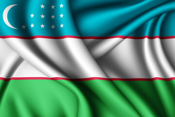 Obraz premium waving silk flag of Uzbekistan