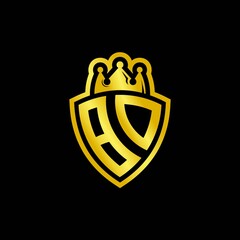 BD monogram logo with shield and crown style design template