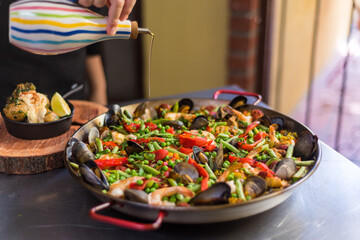 Paella with seafood