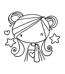 cartoon little girl drawing