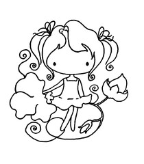 cartoon little girl drawing