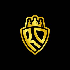 RD monogram logo with shield and crown style design template