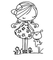 cartoon little girl drawing