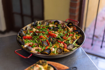 Paella with seafood