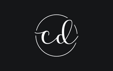 cd or dc Cursive Letter Initial Logo Design, Vector Template