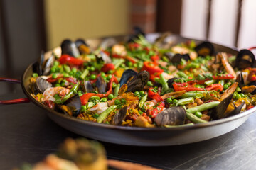 Paella with seafood