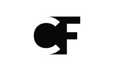 CF or FC Letter Initial Logo Design, Vector Template