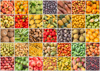 Creative collage of tropical fruit images