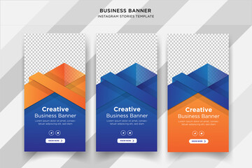 Business social media stories, social media post template. Promotional banner for social media