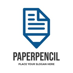 Paper pencil vector logo template. This design use sheet symbol. Suitable for education or office.