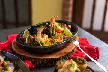 Paella with seafood