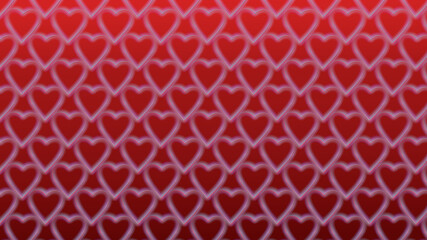 
pattern of pink hearts on a red background
