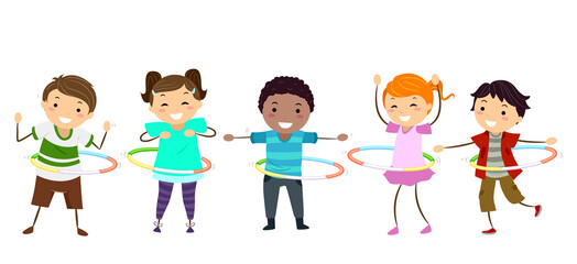 Stickman Kids Hula Hoop Illustration