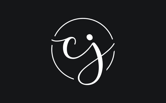 cj or jc Cursive Letter Initial Logo Design, Vector Template